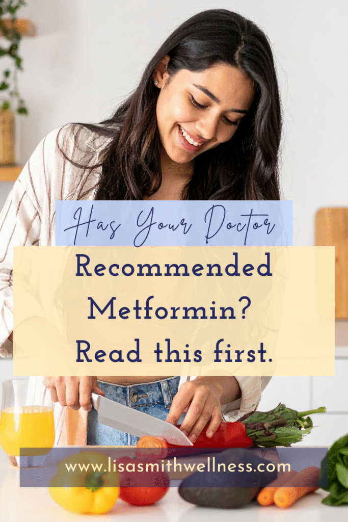 Woman with dark hair chopping vegetables in a white kitchen to illustrate beberine working like metformin