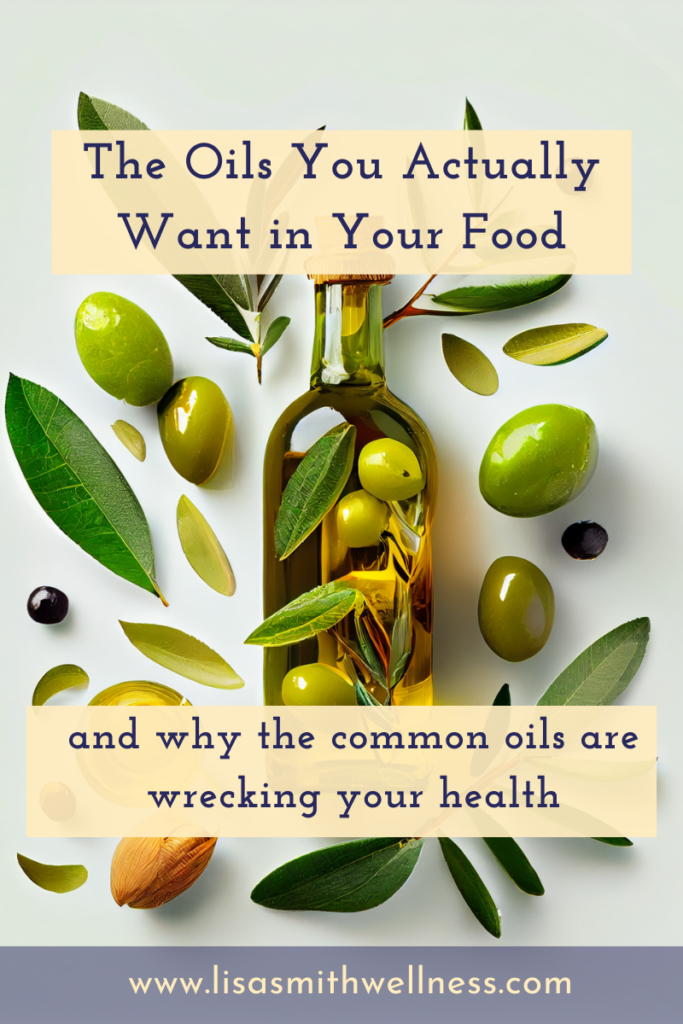 olive oil bottle with olives and leaves scattered around